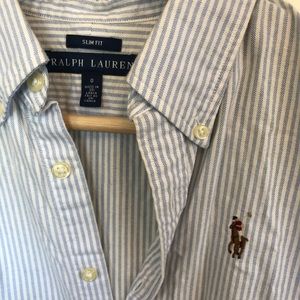 ralph lauren blue & white pin striped shirt